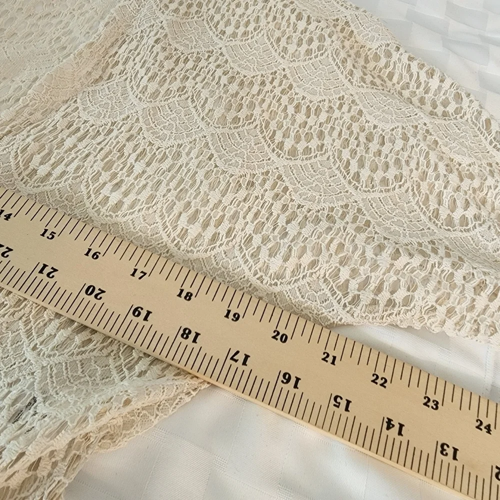 Maurices Geometric Crochet Open Front Cardigan Fringe  Kimono Women's Size S